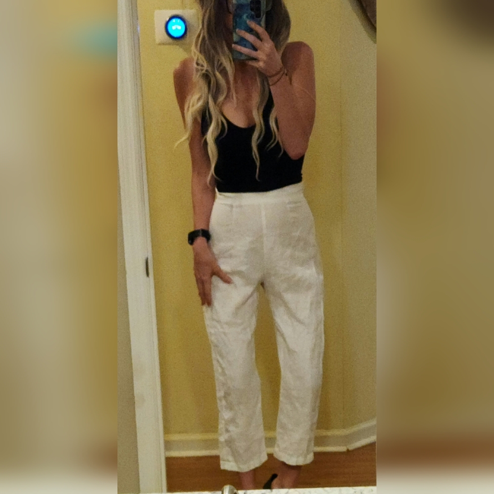 Posse Australian Designer High Rise Linen Cropped Pants